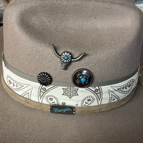 Anthropologie X Wrangler Tan Wide Brim Hat with Decorative Band main image 8
